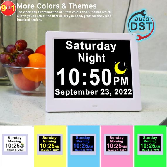 Годинник для людей із деменцією з британським коригуванням літнього часу, 30 будильників і настроюваних нагадувань | Зображення 7
