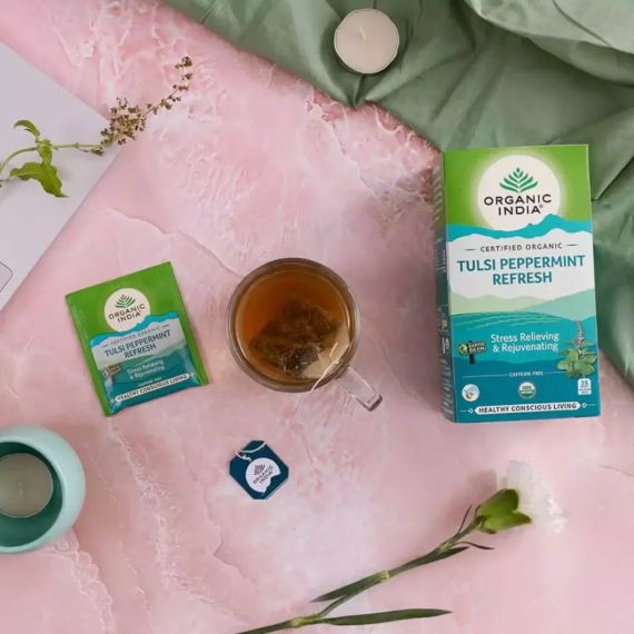 Трав’яний чай з Перцевою мʼятою та Туласі  25 пакетиків Organic India 801541500123 | Зображення 2