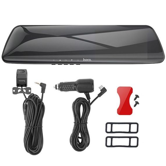 Автомобильный регистратор зеркало Hoco DV4 Dual-Channel Driving Recorder 1080p+720p 4.5" Iron gray | Зображення 4