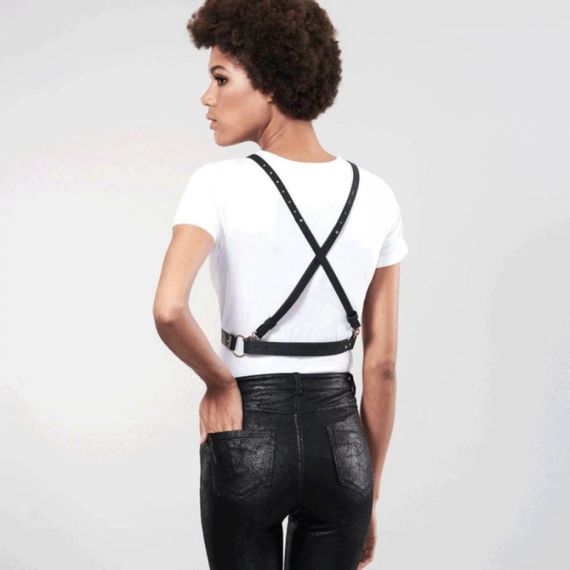 Портупея с перекрестным плетением на груди MAZE Bijoux Indiscrets черная, OS sexstyle | Зображення 1