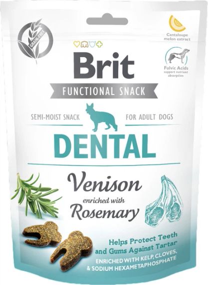 Ласощі для собак Brit Care Dental для захисту зубів і ясен оленина з розмарином, 150 г (термін 12.06.2026)
