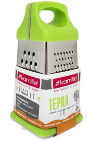 Терка-шинківниця Kamille 22см 4х гранна з пластиковою ручкою і лотком