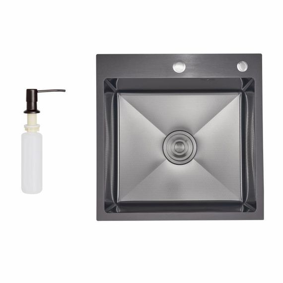 Lidz Handmade H5050HB Мойка для кухни интегрированная Decor Black PVD Honeycomb 2,5/0,5 мм LDH5050BDECPVD48369