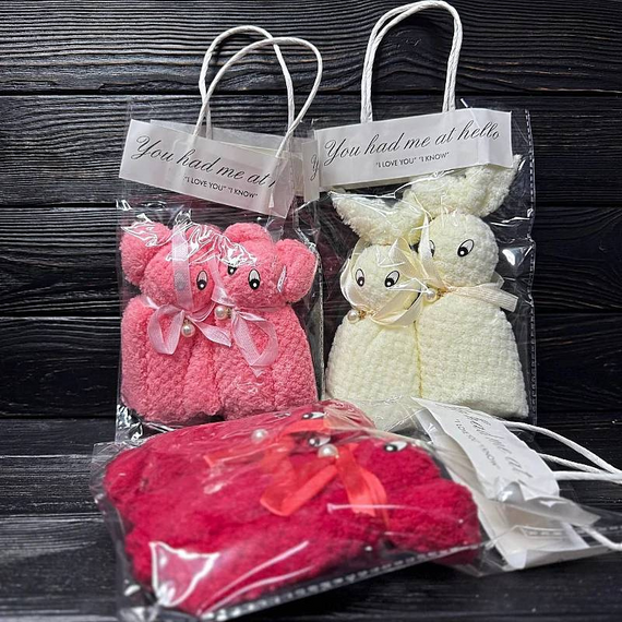 Подарунковий набір м'яких рушників у вигляді фігурок, в стильній упаковці, 25-813