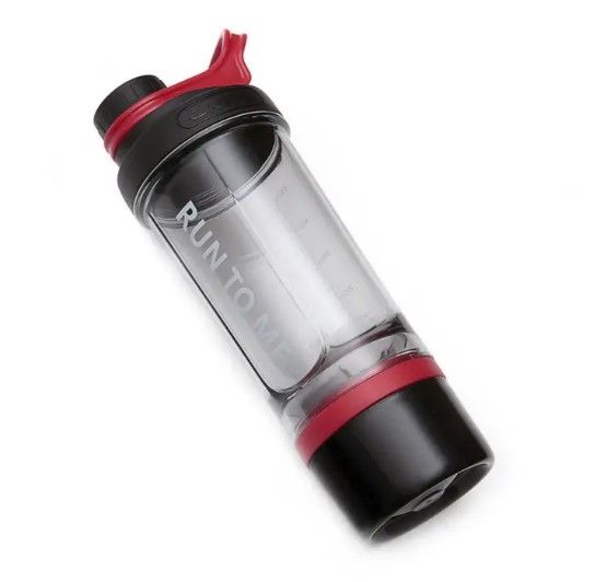 Шейкер спортивний з контейнером Casno 600 мл KXN-1199 з вінчиком Сірий/Червоний (KXN-1199_Grey/Red) | Зображення 2