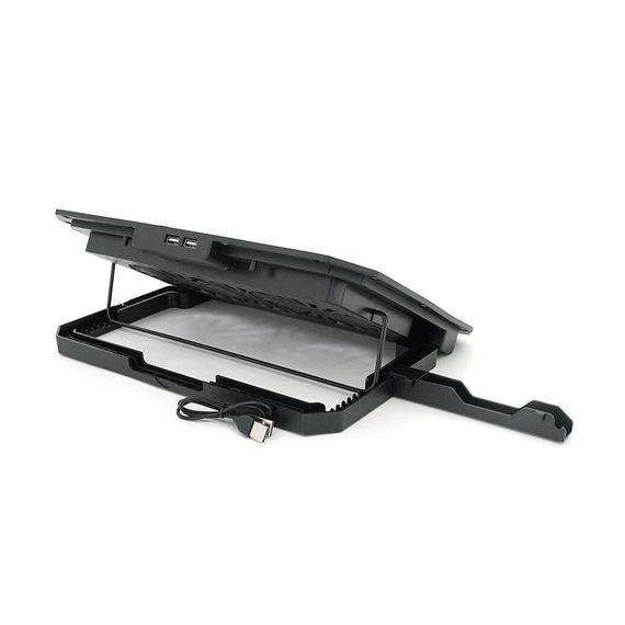 Підставка під ноутбук XSTRIKE XS-22, 10-17", 2*140mm 1200±10% RPM, корпус пластик+алюміній, 2xUSB 2.0, 357x262x30mm, RGB, Box Q20 | Зображення 2