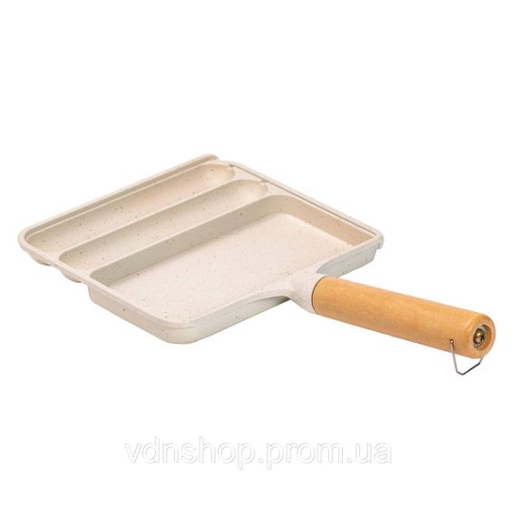 Сковорода прямоугольная на 3 секции с антипригарным покрытием бежевая HP39572W | Зображення 3