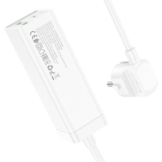 Мережевий фільтр HOCO AC9A на 1 розетку + 2 USB+USB-C, 30W, 220В, кабель 1, 5м | Зображення 3