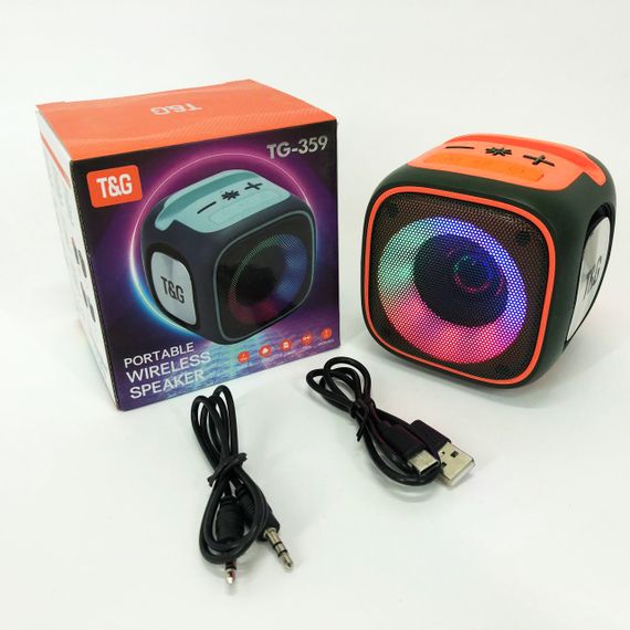 Портативная Bluetooth колонка TG359 7W с RGB подсветкой, аккумуляторная колонка для музыки. Цвет: зеленый | Зображення 6