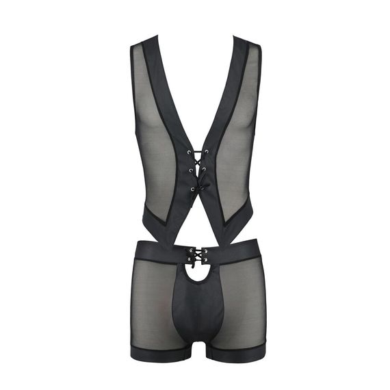 Комплект чоловічої білизни на шнурівці Passion 053 SET WILLIAM XXL/XXXL Black, жилет, боксери | Зображення 4
