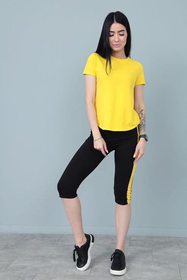 Женский летний костюм с бриджами и футболкой Gf7928 цвет желтый, размер 42/44 | Зображення 4