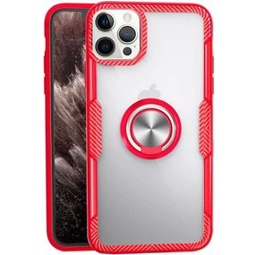 TPU+PC чехол Deen CrystalRing for Magnet (opp) для Apple iPhone 13 Pro (6.1") Бесцветный / Красный
