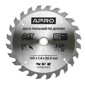 Диск пиляльний по дереву d180мм*22,23мм 24T APRO