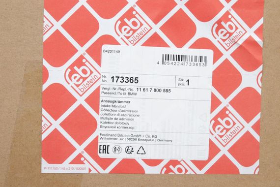 Коллектор впускной BMW 3 E90 E92 E93  5 E60 E61  6 E63 E64 03-11 M57  173365 | Зображення 1