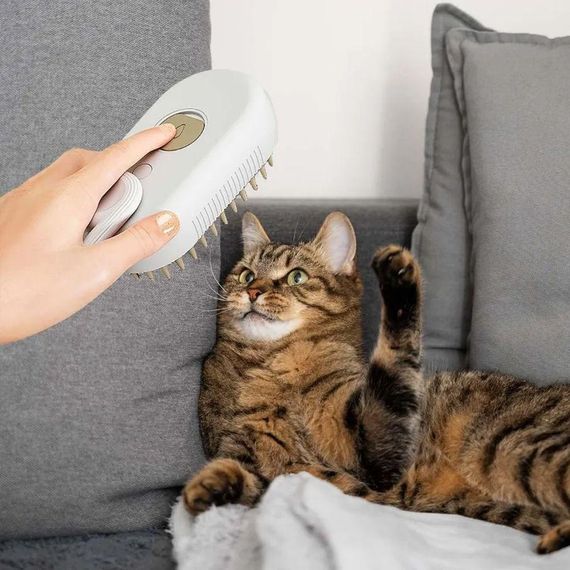 Паровая щетка-массажер для кошек и собак, с USB, Steamy Brush E-W3317 / Электрическая расческа для вычесывания | Зображення 4