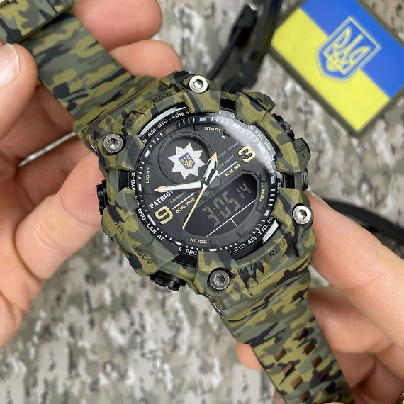 Годинник наручний Patriot 001CMGRPO Поліція Зелений камуфляж + Коробка. | Зображення 1