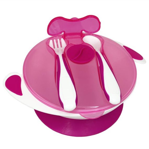 Тарілка на присосці з ложкою та виделкою MGZ-0109(Crimson) 350 мл | Зображення 2