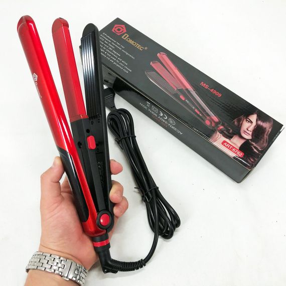 Плойка гофре 2 в 1 Domotec MS-4909, чорно-червоний, стайлер для завивки, стайлер для укладання | Зображення 1