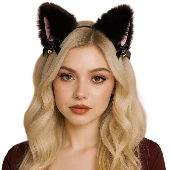 Обруч з котячими вушками Babydoll Універсальний.. Чорний 4115