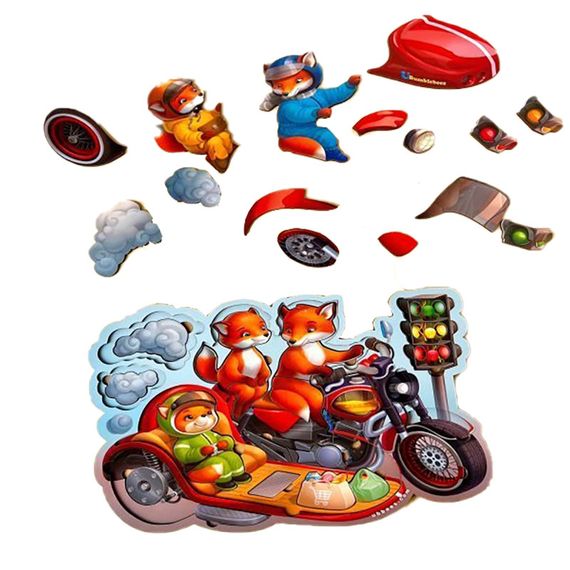 Пазл Многослойные вкладыши "Лисята на мотоцикле" (ПСД211) PSD211, 39 элементов | Зображення 1
