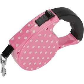 Поводок-рулетка 5м Retractable Dog Leash Розовый в горошек