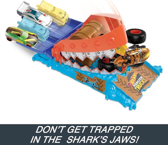Трек Хот Вілс Монстр-трак Нищівники арени з тигровою акулою Hot Wheels Monster Trucks Arena Smashers Treasure Chomp Challenge | Зображення 4