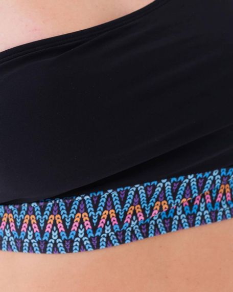 Роздільний чорний купальник  PLUS SIZE знімними чашками та високими плавками | Зображення 2