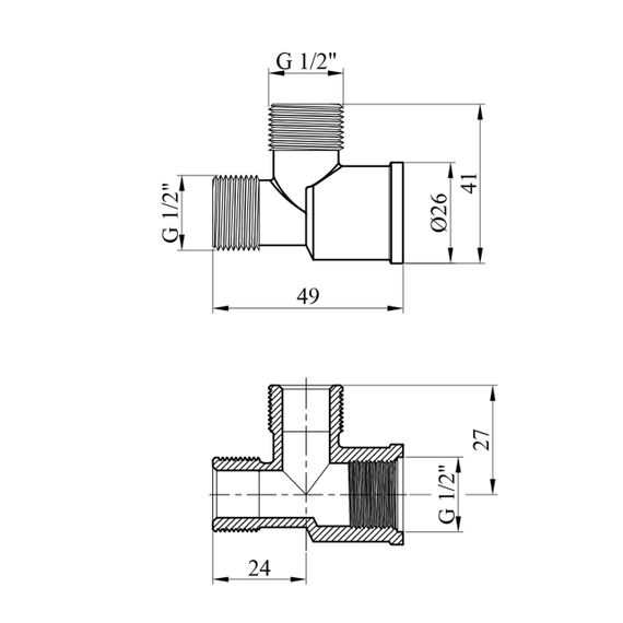 Трійник посилений LexLine 1/2" ВЗЗ латунний УК0204-В | Зображення 1