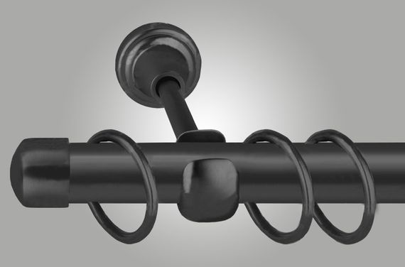 Чорний матовий Карниз для штор металевий, однорядний 25 мм (комплект) 240 см