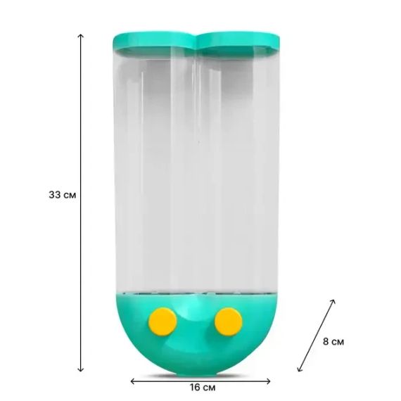 Диспенсер для круп з дозатором на 2 секції, до 2кг / Органайзер для сипучих продуктів | Зображення 3