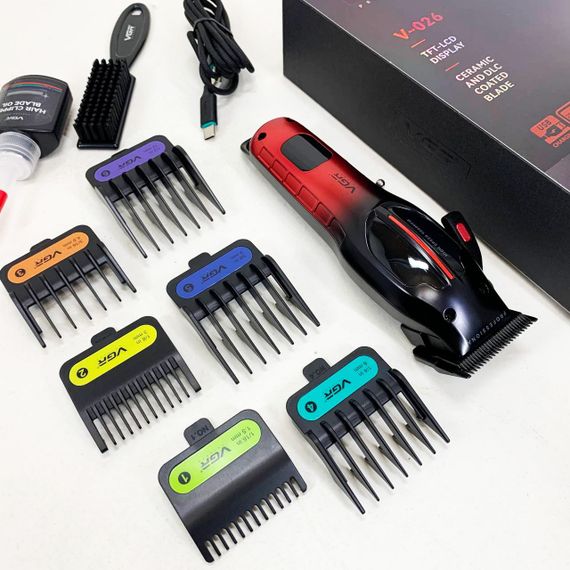 Профессиональный триммер с насадками VGR V-026, Электробритва для стрижки головы, Триммер для висков FL-42 | Зображення 2