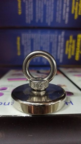 Неодимовый магнит 16мм - 5кг в корпусе с наружным кольцом / Поисковый магнит / Магнит для поисков металла