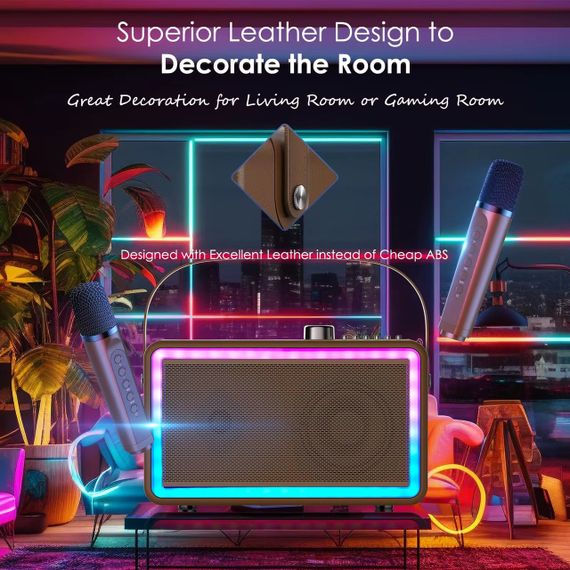 Беспроводная Портативная Караоке-система SDRD SP500 на Два Микрофона Bluetooth Колонка с LED-подсветкой, 3D-звуком и Эхо-эффектом | Зображення 2