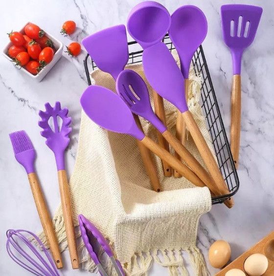 Набор кухонных предметов Silicone kitchen utensils set 12 предметов Фиолетовый | Зображення 2