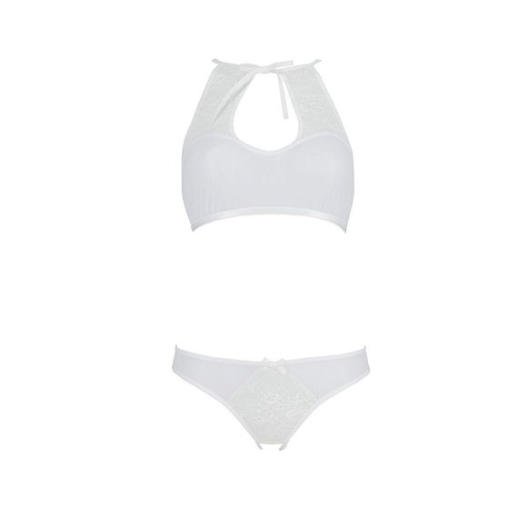Комплект Passion URSULA SET white L/XL: бра, трусики с ажурным декором и открытым шагом | Зображення 2