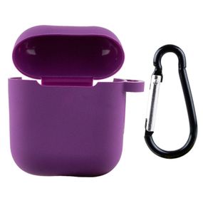 Силіконовий футляр New з карабіном для навушників Airpods 1/2 Фіолетовий/Grape
