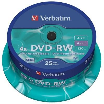 Диск DVD Verbatim 4.7Gb 4x CakeBox 25 шт silver (43639) (43639)