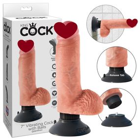 Вібратор King Cock з мошонкою, що знімається, і присоскою (13,3 см) Sex Aura