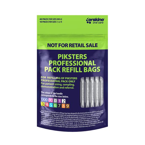 Міжзубні йоржики Piksters Refill Professional, № 0 (діаметр 0.7) срібні, м’яка упаковка, 40 шт