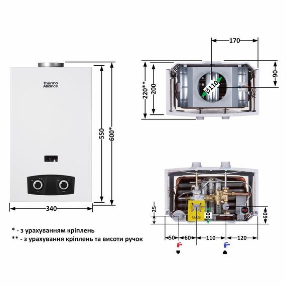 Колонка газова димохідна Thermo Alliance JSD20-10YD PIEZO 10 л | Зображення 1