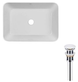 Комплект Qtap Virgo: Раковина накладна прямокутна 490х350х110 мм White + Донний клапан PU02 (QT18112261WN47305)