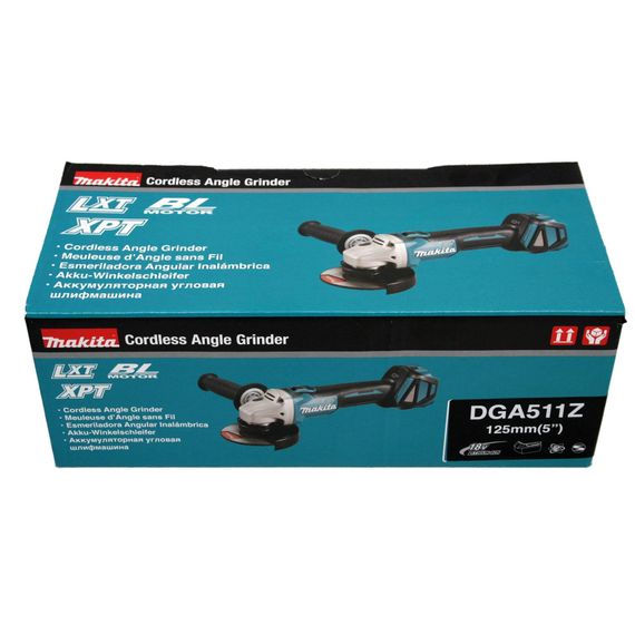 Шліфмашина кутова акумуляторна Makita DGA511Z (125 мм, 3000-8500 об/хв, BL, LXT, без акумуляторів та зарядного пристрою) | Зображення 6