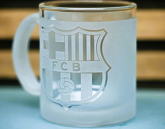 Скляна чашка 320 мл Barcelona з гравіюванням подарунок для фаната ФК Барселона футбольна кружка | Зображення 2