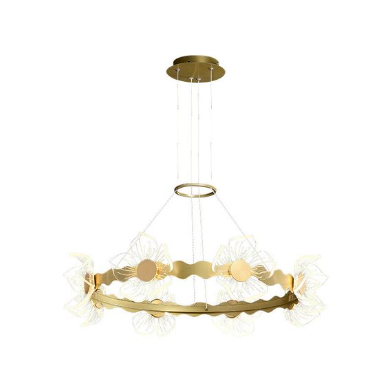 Люстра світлодіодна підвісна LED світильник для квартири на стелю лед 26303 Золото 25-130х75х75 см. | Зображення 4