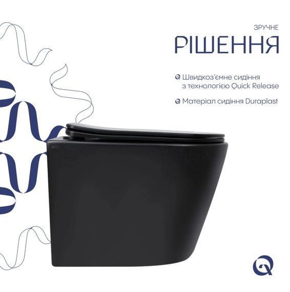 Унітаз підвісний Qtap Scorpio Ultra Quiet, з сидінням Slim Duroplast/ Soft-close/ Quick Release QT14332380AMB | Зображення 7