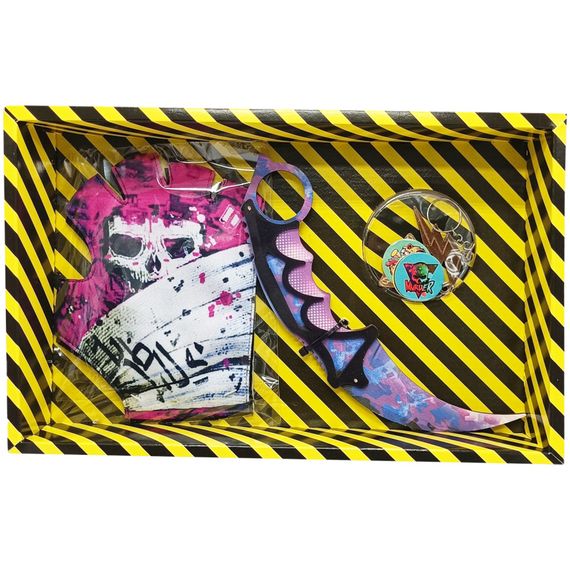 Сувенирные ножи деревянные набор BOX "Керамбит PURPLE CAMO" KARPC-B