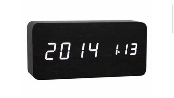 Настольные часы VST-862-6-S черные с белой подсветкой