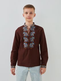 Сорочка вишиванка для хлопчика Dinomin D3108 128 см Коричневий shop (2000999498473)