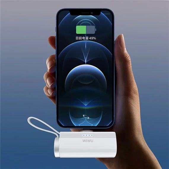 Портативний ЗП Power Bank WIWU W026 2 in 1 Type-C з БЗП For Apple Watch 15W 5000 mAh White | Зображення 5