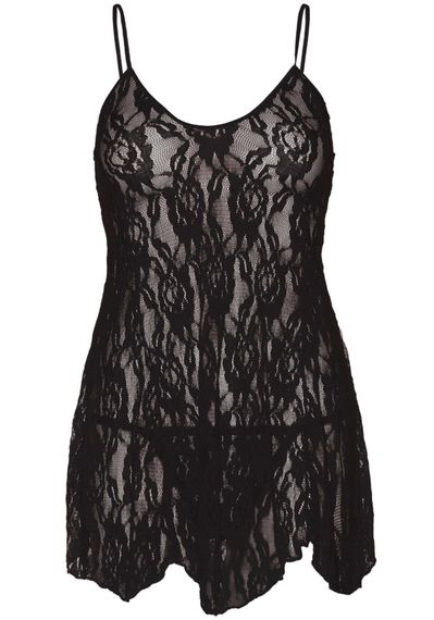 Сорочка беби-долл Leg Avenue Rose Lace Flair Chemise Black, Queen Size | Зображення 1